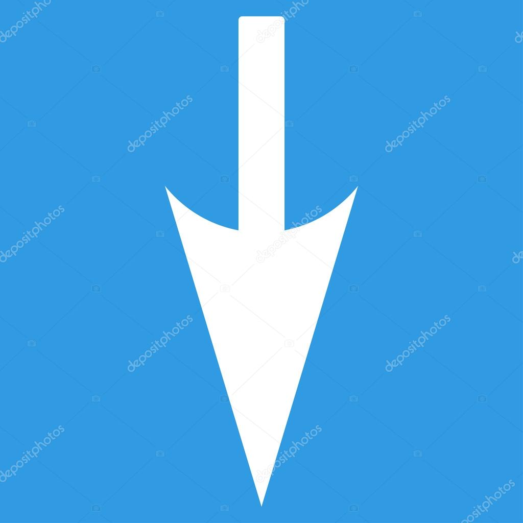 Sharp Down Arrow flat white color icon