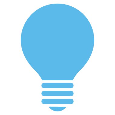 Elektrikli ampul düz mavi renk simgesi