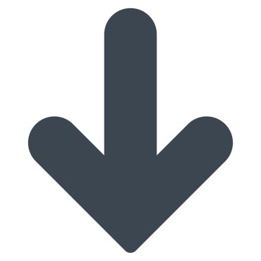 Ok aşağı düz düz mavi renk simgesi