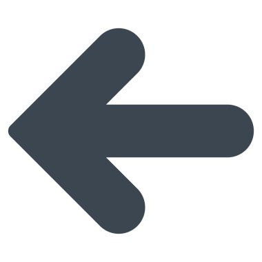 Ok sol düz düz mavi renk simgesi