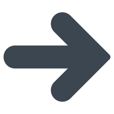 Ok sağ düz düz mavi renk simgesi