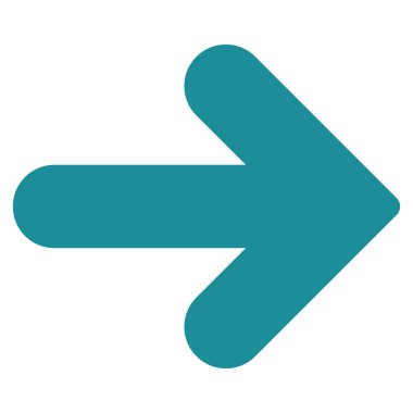 Ok sağ düz yumuşak mavi renk simgesi