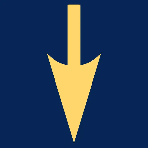 Sharp Down Arrow icono de color amarillo plano —  Fotos de Stock