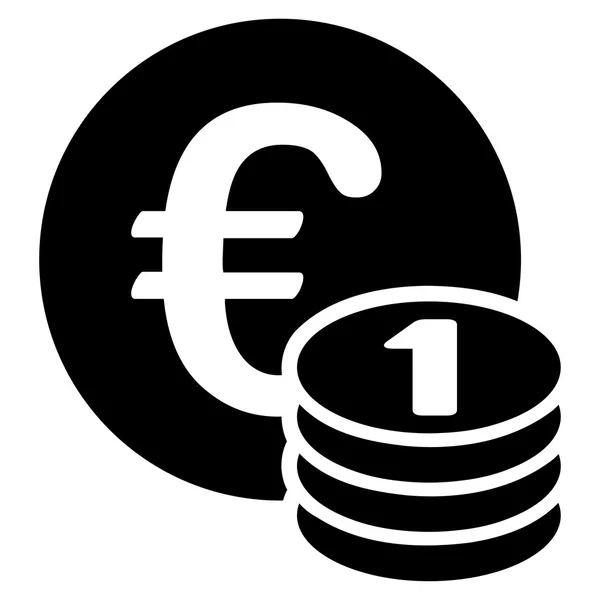 Ένα ευρώ κέρμα stack εικονίδιο από Bicolor ευρώ τραπεζών που — Φωτογραφία Αρχείου