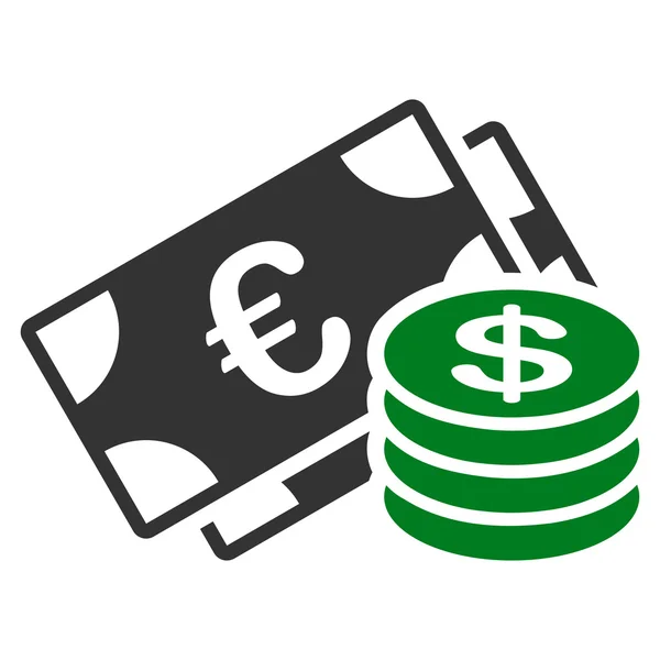Dollar munten icoon uit Bicolor Euro Banking instellen — Stockfoto