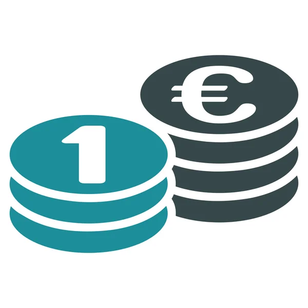 Monety jedno euro ikona z Bicolor Euro Banking zestaw — Zdjęcie stockowe