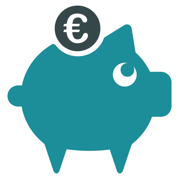 Piggy bank ikona z Bicolor Euro Banking zestaw — Zdjęcie stockowe