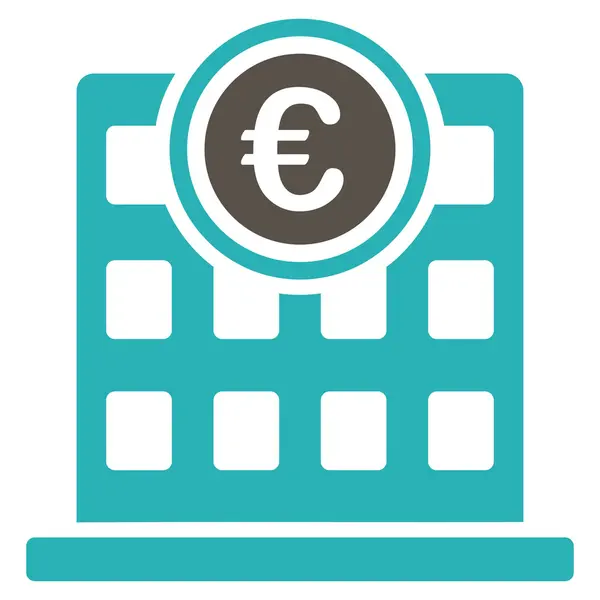 Firmengebäude-Ikone aus zweifarbigem Euro-Bankenset — Stockfoto