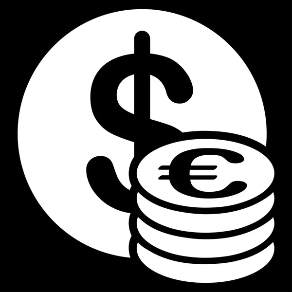 유로 바이 컬러 설정 은행에서 달러 유로 동전 아이콘 — 스톡 사진