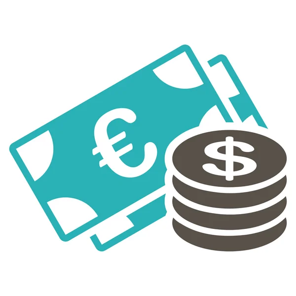 Dollar munten icoon uit Bicolor Euro Banking instellen — Stockfoto