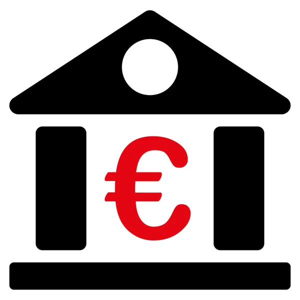 Банк будівлі значок з біколор євро банківських встановити — стокове фото