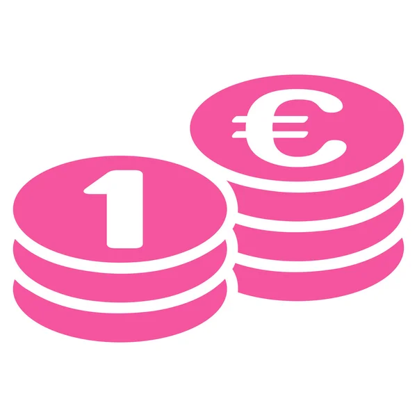 Munten van één euro icoon uit Bicolor Euro Banking instellen — Stockfoto