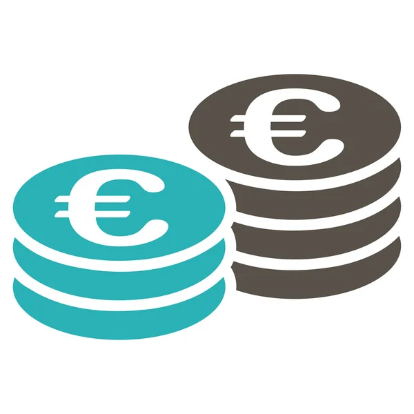 Eurons mynt stackar ikonen Bicolor Euro Banking set — Stockfoto
