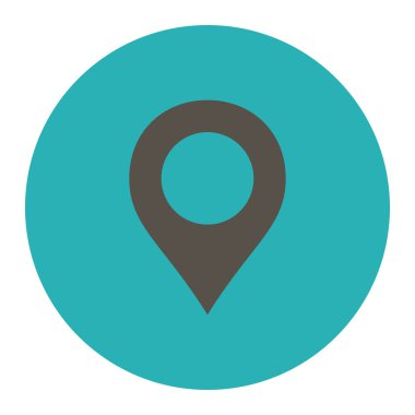 Yuvarlak düğmesini harita işareti düz gri ve mavi renkler