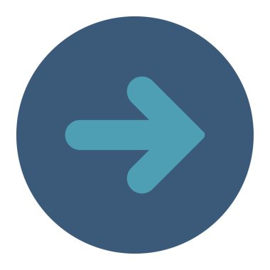 Yuvarlak düğmesini ok sağ düz mavi ve mavi renkler