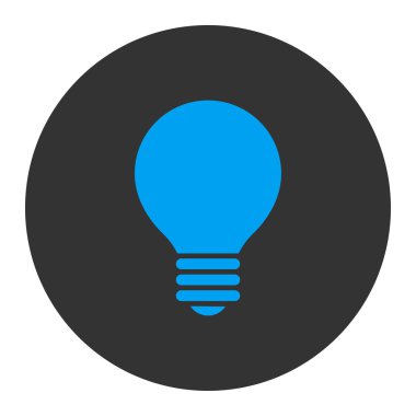 Elektrikli ampul düz mavi ve gri renkler düğmesini yuvarlak