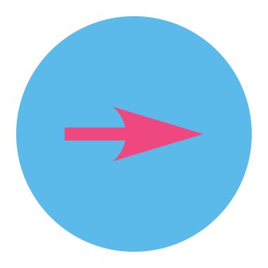 Ok ekseni X düz pembe ve mavi renkler düğmesini yuvarlak