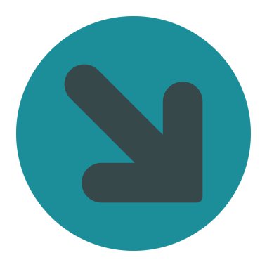 Ok aşağı sağ düz yumuşak mavi renkler düğmesini yuvarlak