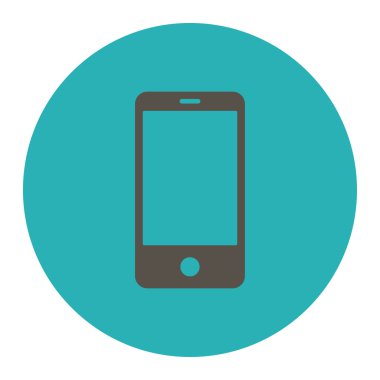 Yuvarlak düğmesini Smartphone düz gri ve mavi renkler