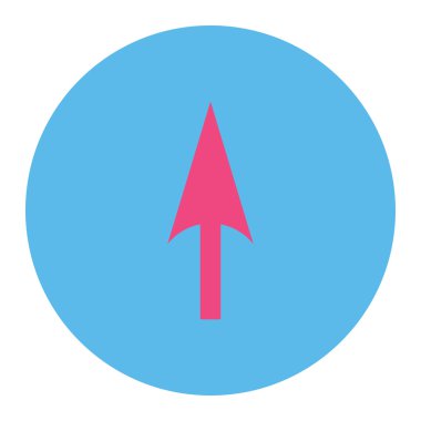 Ok eksen Y düz pembe ve mavi renkler düğmesini yuvarlak