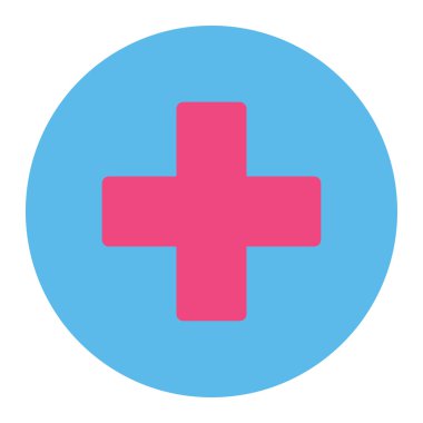 Artı düz pembe ve mavi renkler düğmesini yuvarlak