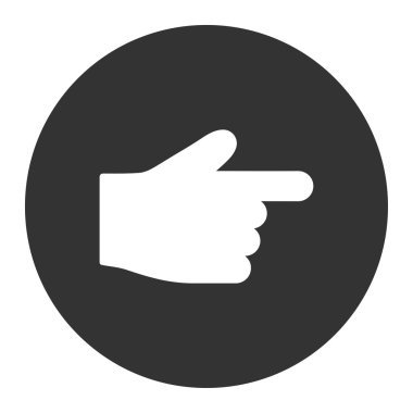 İşaret parmağı düz beyaz ve gri renkler düğmesini yuvarlak