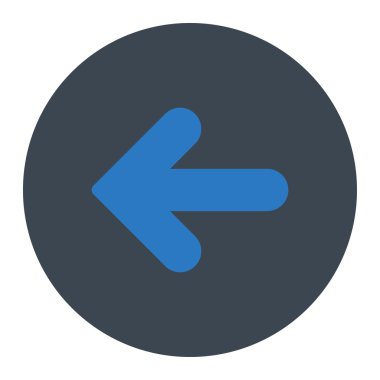 Ok sol düz düz mavi renkler düğmesini yuvarlak