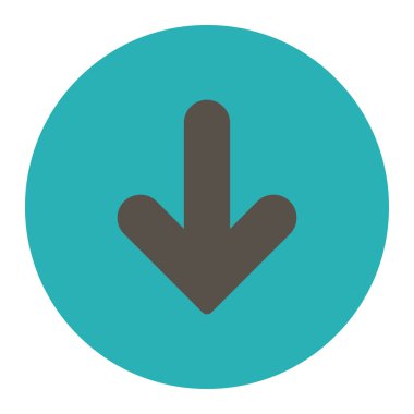 Yuvarlak düğmesini ok aşağı düz gri ve mavi renkler