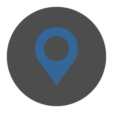 Harita işaretleyici düz kobalt ve gri renkler düğmesini yuvarlak