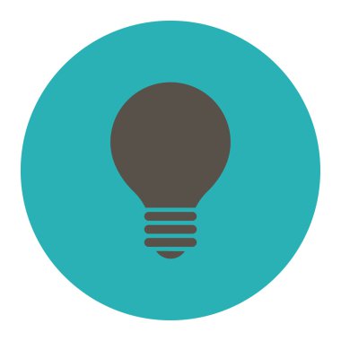 Yuvarlak düğmesini elektrikli ampul düz gri ve mavi renkler