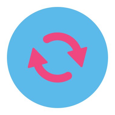 Düz pembe yenilemek ve mavi renkler düğmesini yuvarlak