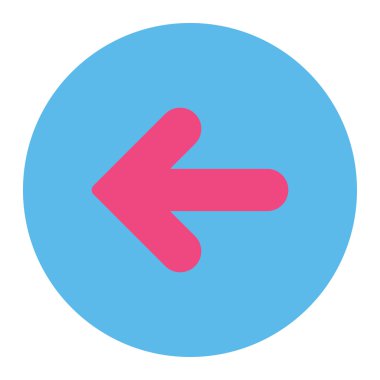 Ok sol düz pembe ve mavi renkler düğmesini yuvarlak