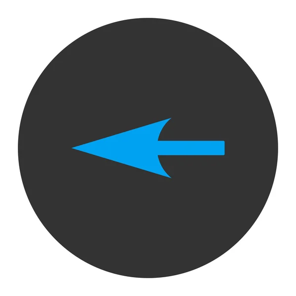 Skarpa vänsterpil platt blå och grå färger runda knappen — Stockfoto