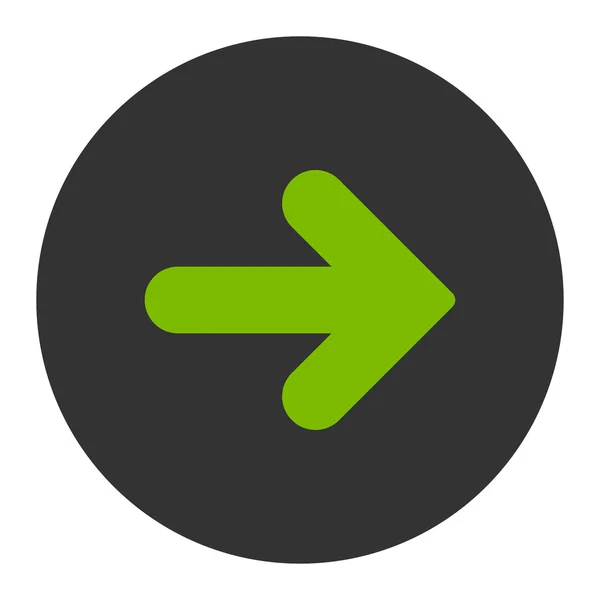 Flecha derecha plana eco verde y gris colores botón redondo — Foto de Stock