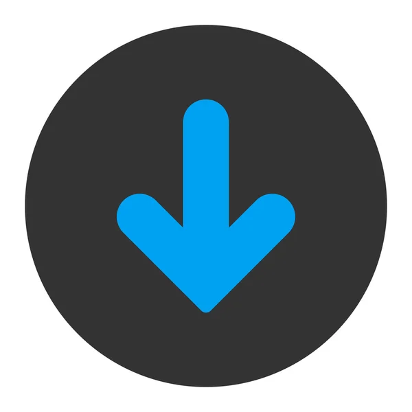 Seta para baixo plana azul e cinza cores botão redondo — Fotografia de Stock