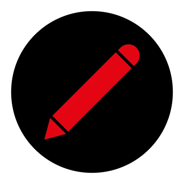 Μολύβι επίπεδη εντατική κόκκινα και μαύρα χρώματα στρογγυλό κουμπί — Φωτογραφία Αρχείου