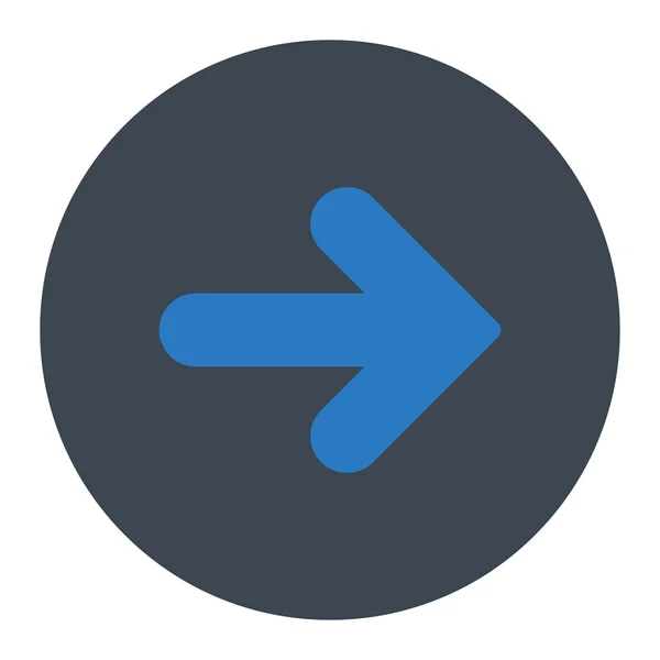 矢印右フラットな滑らかなブルー色ラウンド ボタン — ストック写真