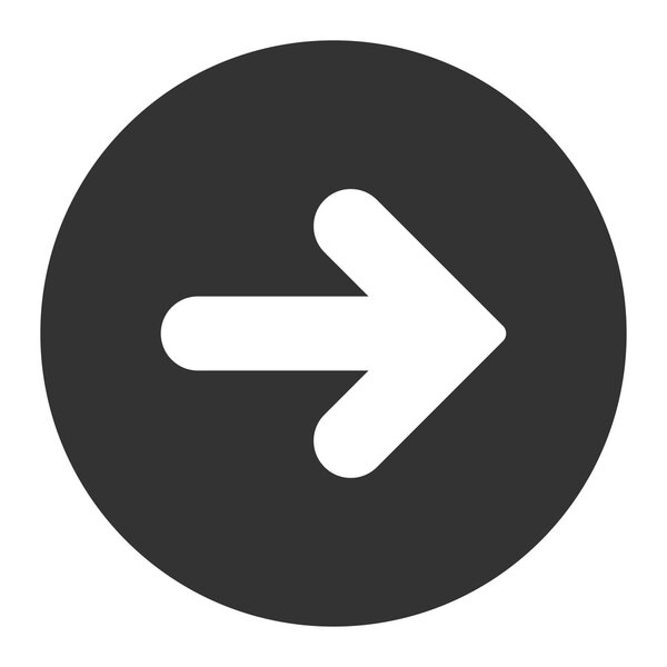 Arrow Right flat white and gray colors round button