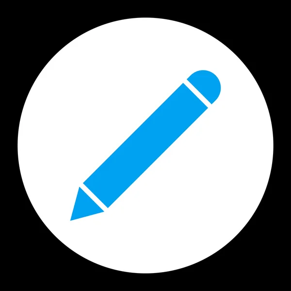연필 평면 파란색과 흰색 색상 라운드 버튼 — 스톡 사진