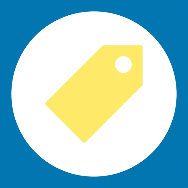 Tag plana cores amarelas e brancas botão redondo — Fotografia de Stock