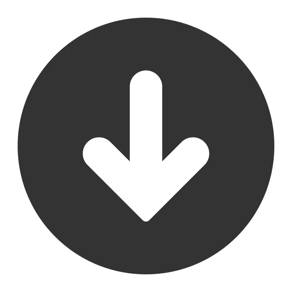 矢印ダウン フラット白とグレー色のラウンド ボタン — ストック写真