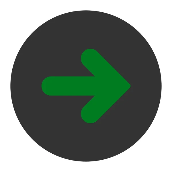 Flecha Derecha plana de color verde y gris botón redondo — Foto de Stock