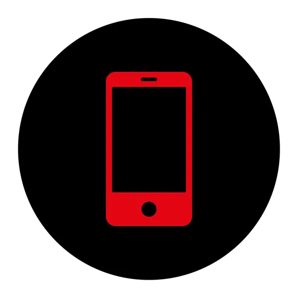 Smartphone flat intensive red and black colors round button — Stock Photo, Image