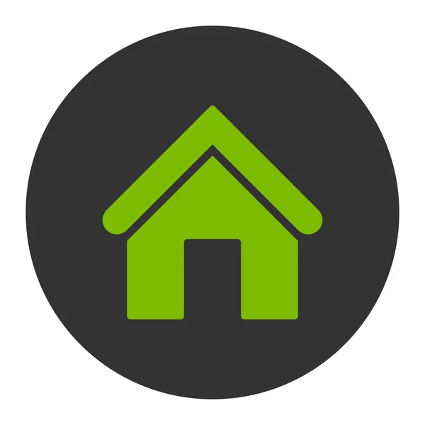 Zielony i szary kolory domu eko płaski okrągły przycisk — Zdjęcie stockowe