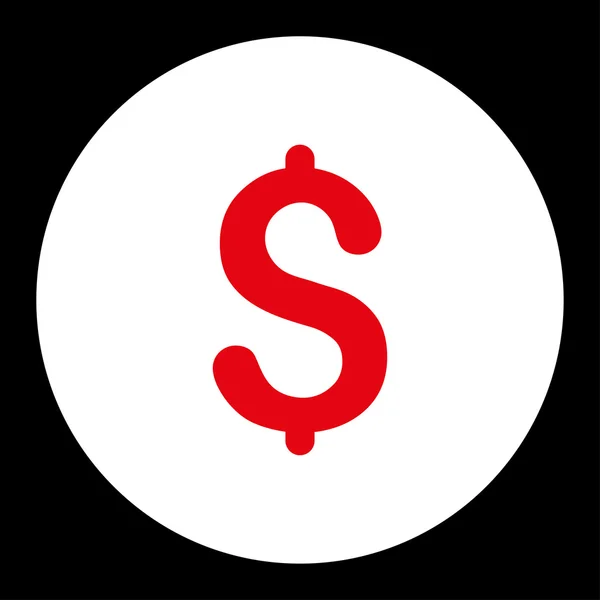 Dollar flache rote und weiße Farben runder Knopf — Stockfoto
