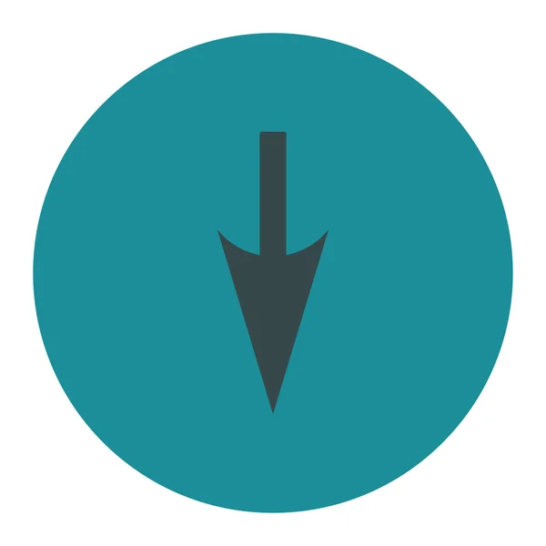 Flecha aguda hacia abajo plana suave azul colores botón redondo —  Fotos de Stock
