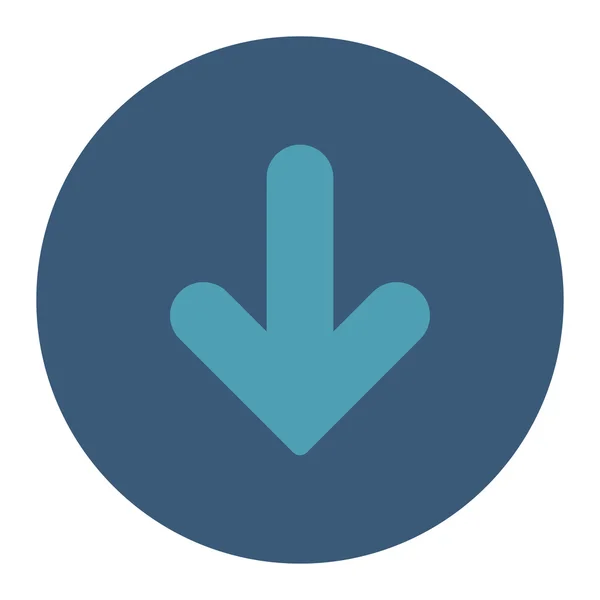 矢印ダウン フラット シアンとブルー色の丸いボタン — ストック写真