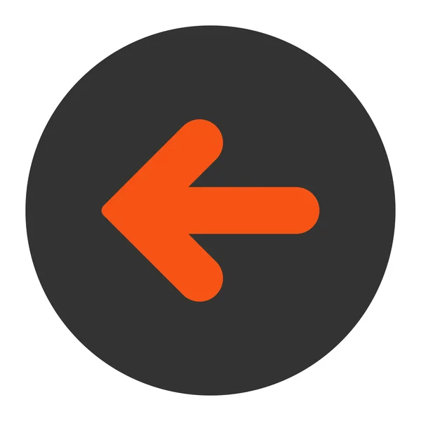 Seta esquerda plana laranja e cinza cores botão redondo — Fotografia de Stock