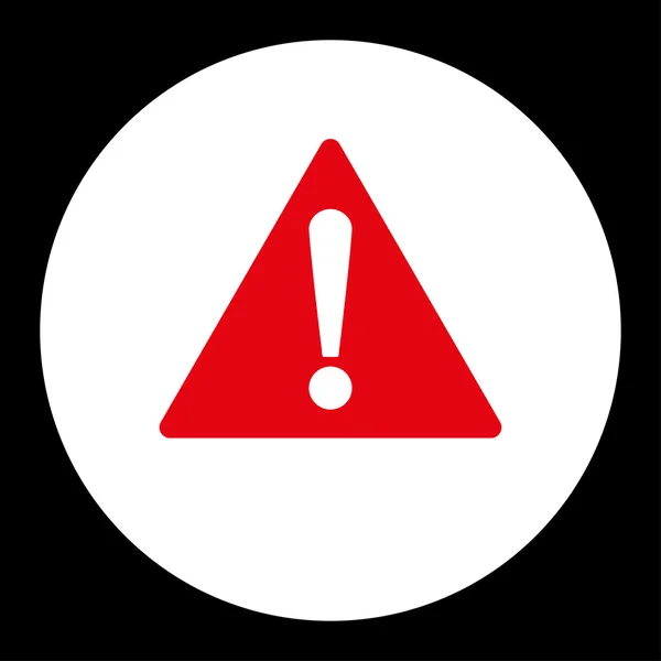 Warning flat red and white colors round button — Stock Photo, Image