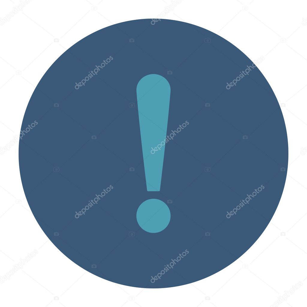 Exclamation Sign flat cyan and blue colors round button